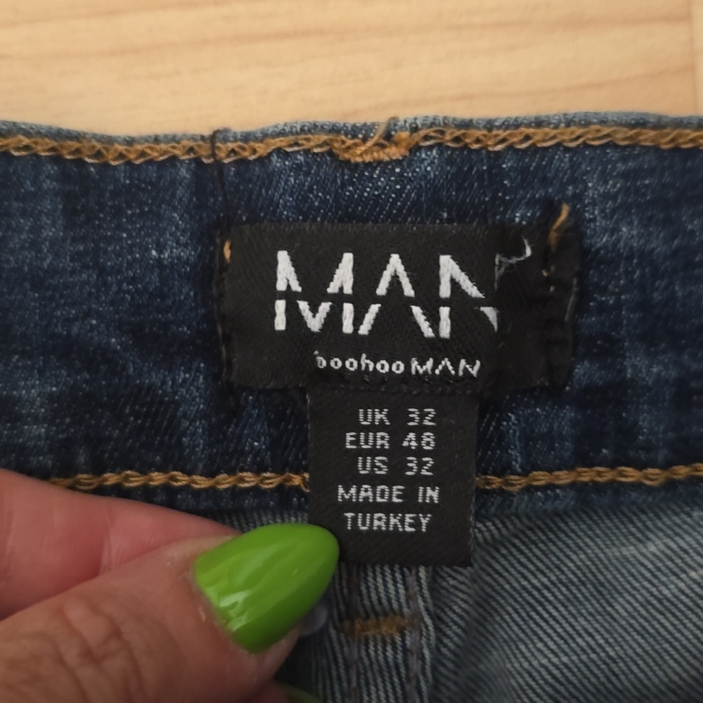 BoohooMAN Dark Blue Tall Stretch Skinny Jeans with Contrast Stitching Size 32 - Picture 4 of 11